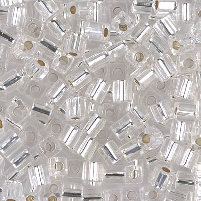0001 - 10g Miyuki 4mm cubes in Silver lined Crystal