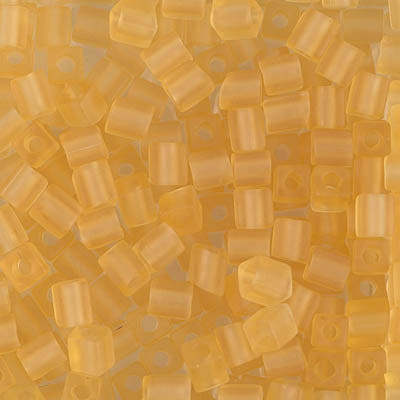 0132F - 10g Miyuki 4mm cubes in Matt Light Topaz