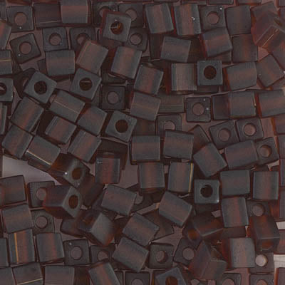 0134F - 10g Miyuki 4mm cubes in Matt Dark Topaz