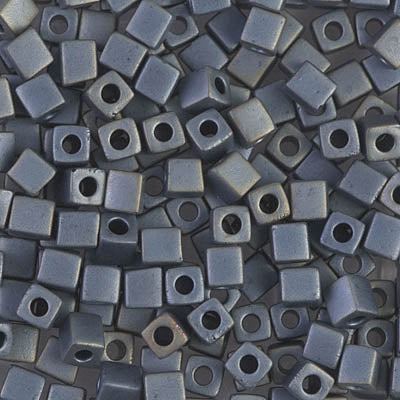2002 - 10g Miyuki 3mm cubes in Matt Metallic Silver Grey