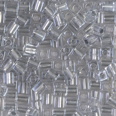 0242 - 10g Miyuki 4mm cubes in Sparkling Pewter lined Crystal