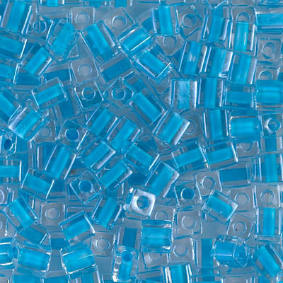 0247 - 10g Miyuki 4mm cubes in Turquoise lined Crystal