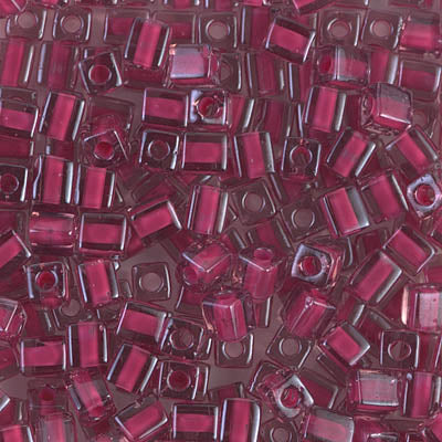 2649 - 10g Miyuki 4mm cubes in Lined Pink/Red
