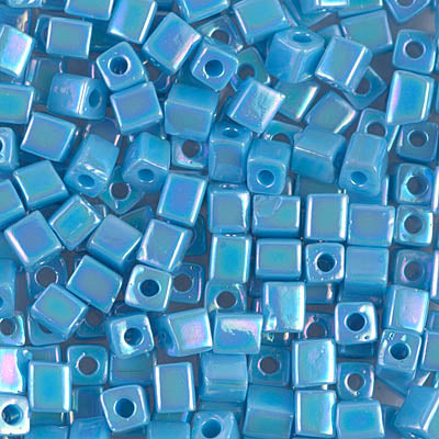 0482 - 10g Miyuki 4mm cubes in Opaque Turquoise AB