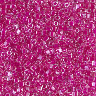 0209 - 5g x 1.8mm Miyuki cubes in Fuchsia lined Crystal