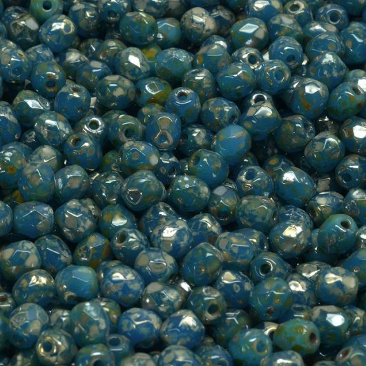 50 x 4mm faceted beads in Opaque Dark Blue Picasso