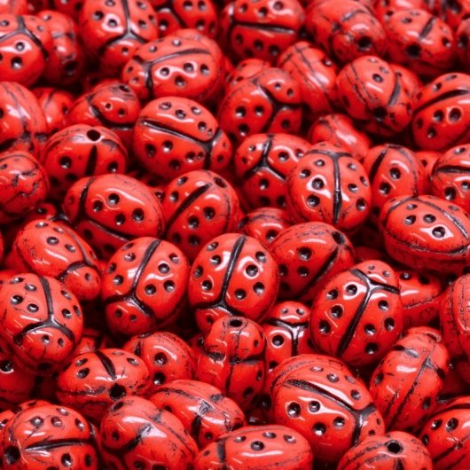 10 x ladybirds in Red and Black (10x7mm)