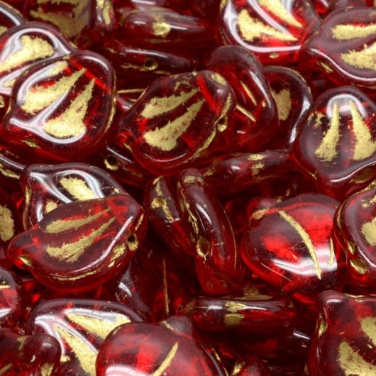 10 x Peony petals in Siam Ruby with Gold Lustre (15x12mm)