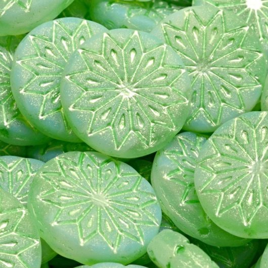 Pair of 18mm Origami flowers in Matt Green with Metallic Green