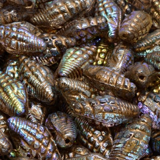 8 x Mitre shells in Lemon Rainbow with Copper (16x8mm)