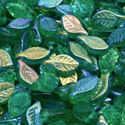 15 x Bay leaves in Emerald AB (12x6mm)