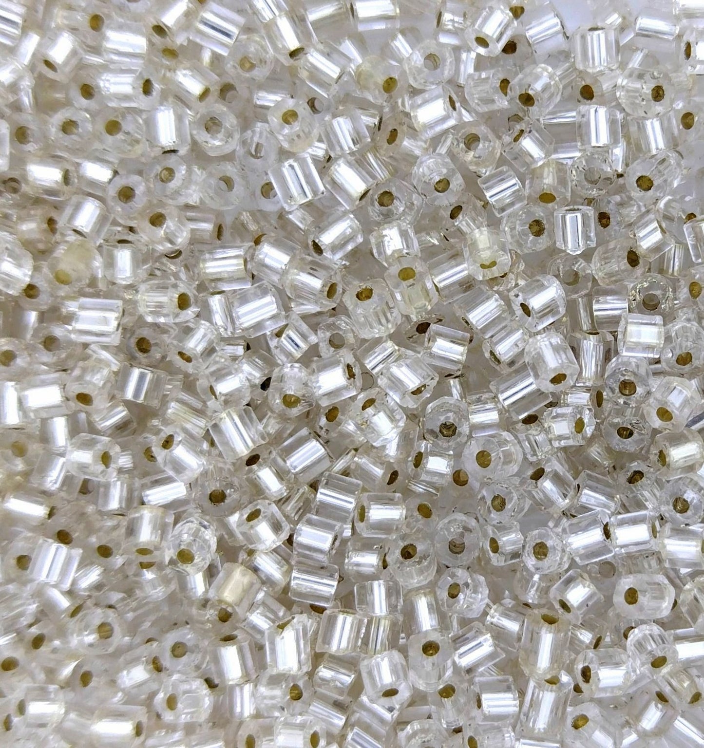 10g x 2mm bugles in Silver lined Crystal * (vintage Czech)