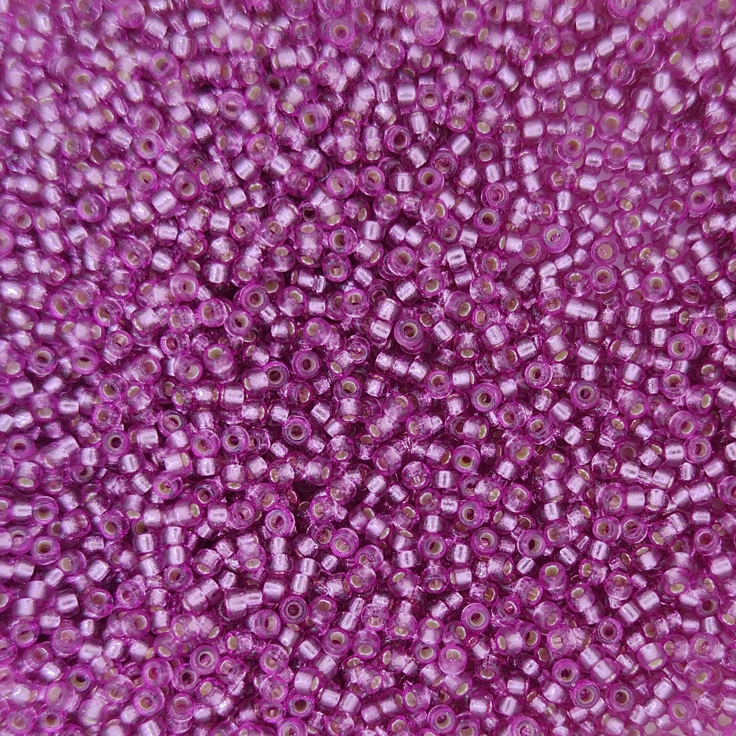 4269 - 25g Size 15/0 Miyuki seed beads in Duracoat Silver lined Hot Pink