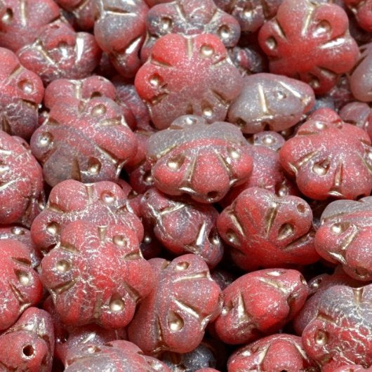 6 x 11mm Folklore beads in Matt Dark Red/Bronze