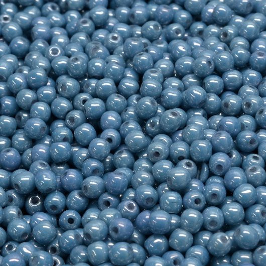 50 x 3mm round beads in Baby Blue Lustre