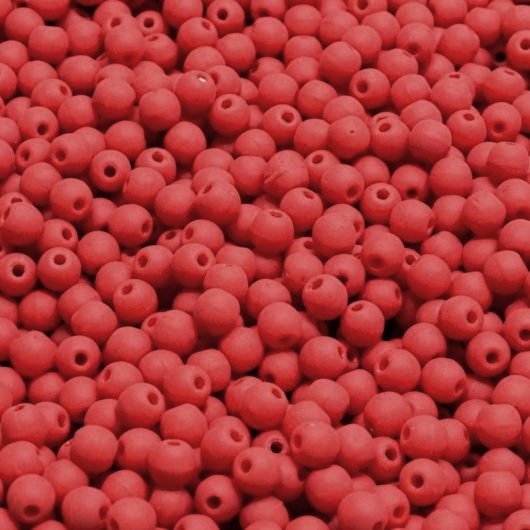 50 x 3mm round beads in Matt Coral Red