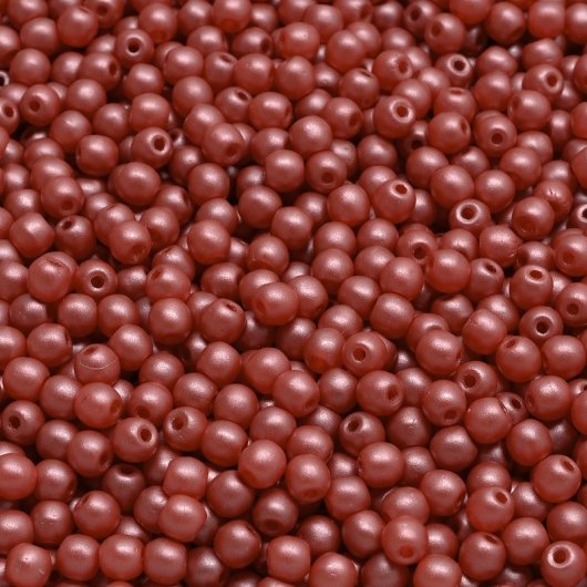 50 x 3mm round beads in Pastel Bright Red