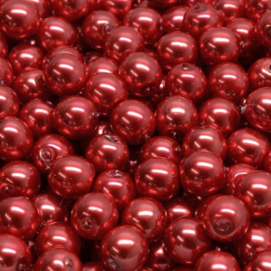 25 x 6mm pearls in Dark Red