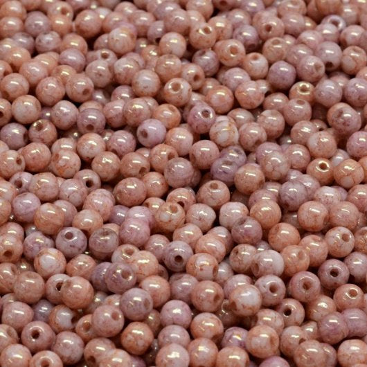 50 x 3mm round beads in Alabaster Terracotta Red