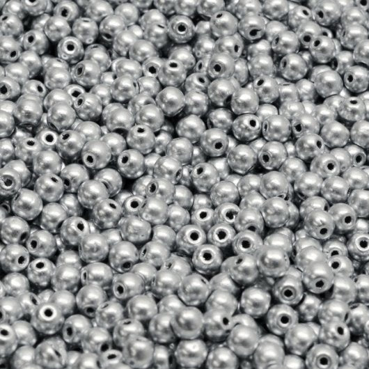 50 x 3mm round beads in Aluminium SIlver