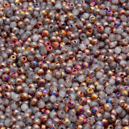 100 x 2mm round beads in Alabaster Sliperit