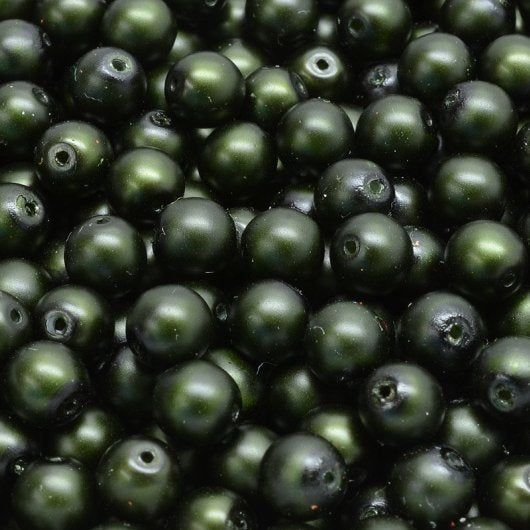 25 x 6mm pearls in Matt Hunter Green