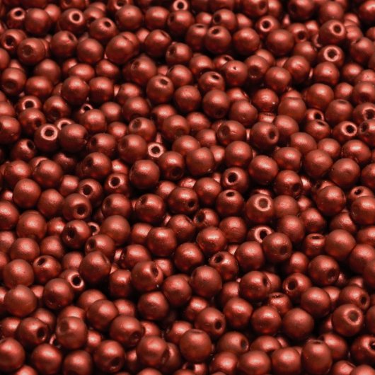 50 x 3mm round beads in Lava Red