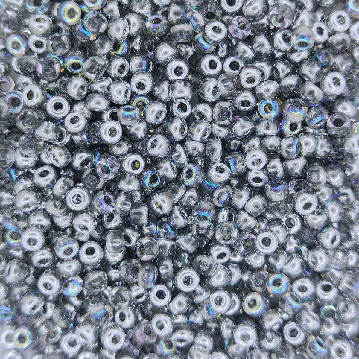 55017 - 50g Size 8/0 Miyuki seed beads in Crystal Silver Rainbow