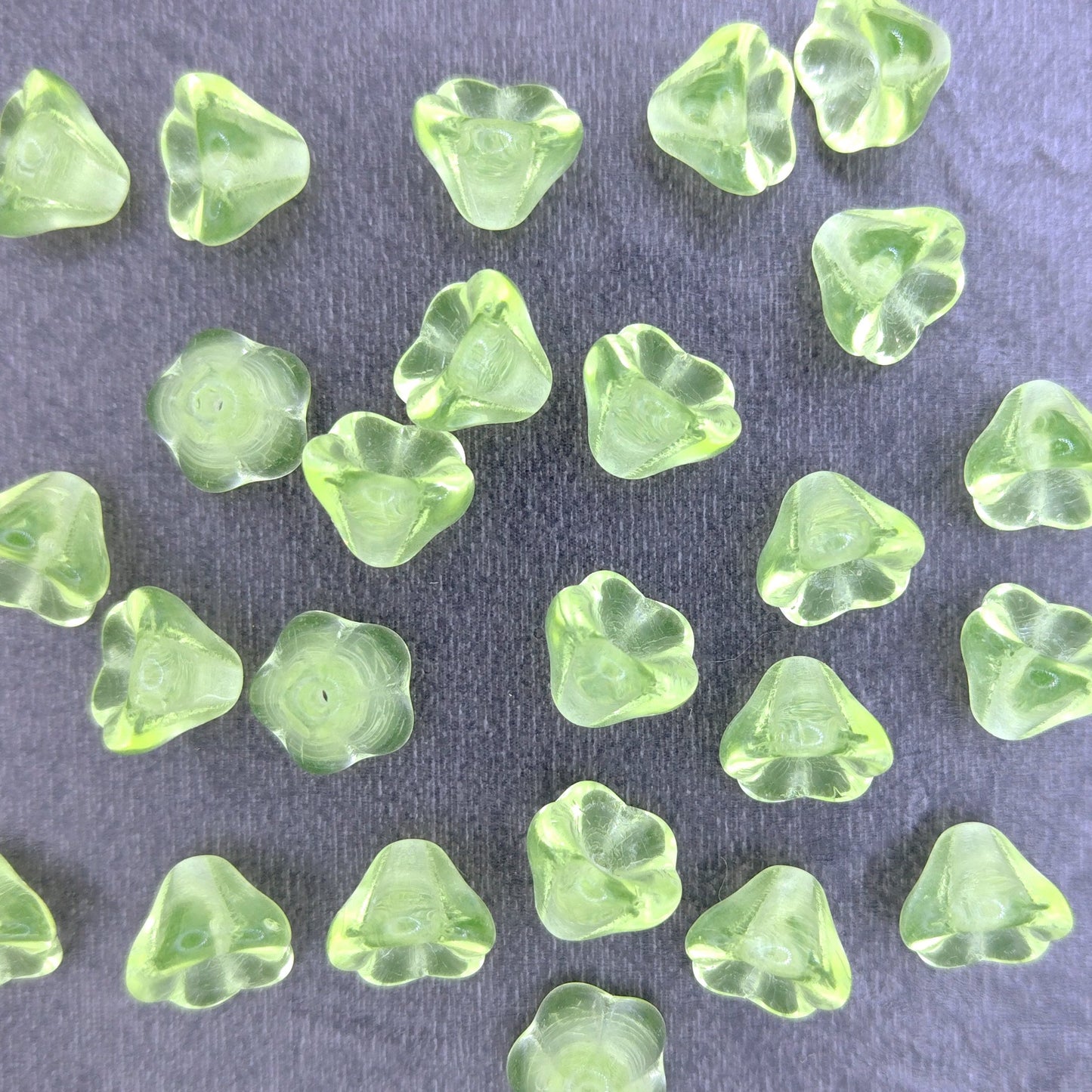 15 x 8mm flower cups in Fluorescent Yellow