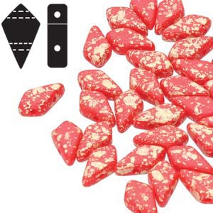 30 x kites in Opaque Red/Gold Splash (9x5mm)
