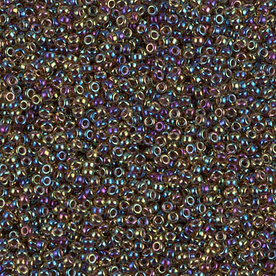 0357 - 25g Size 15/0 Miyuki seed beads in Root Beer lined Topaz