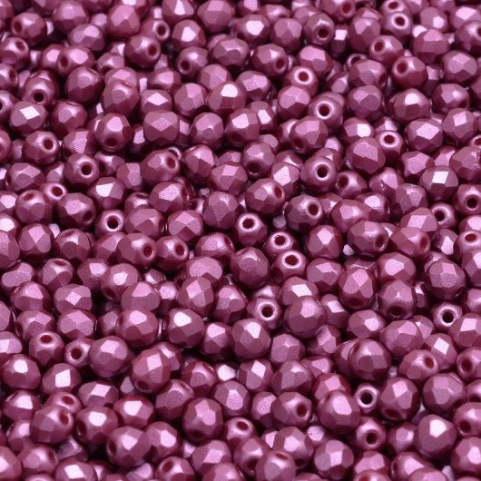 50 x 3mm faceted beads in Pastel Burgundy