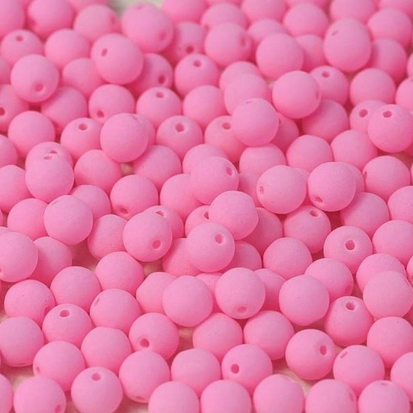50 x 3mm round beads in Bondeli Matt Pink