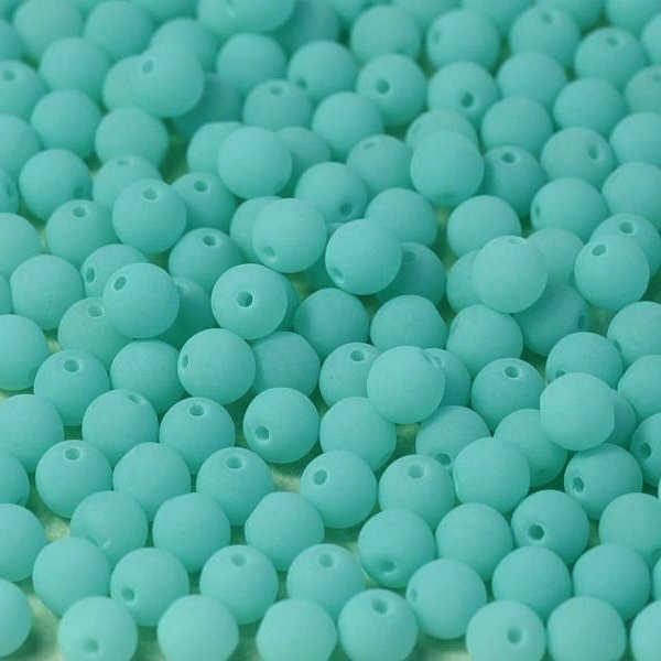 50 x 4mm round beads in Bondeli Matt Mint