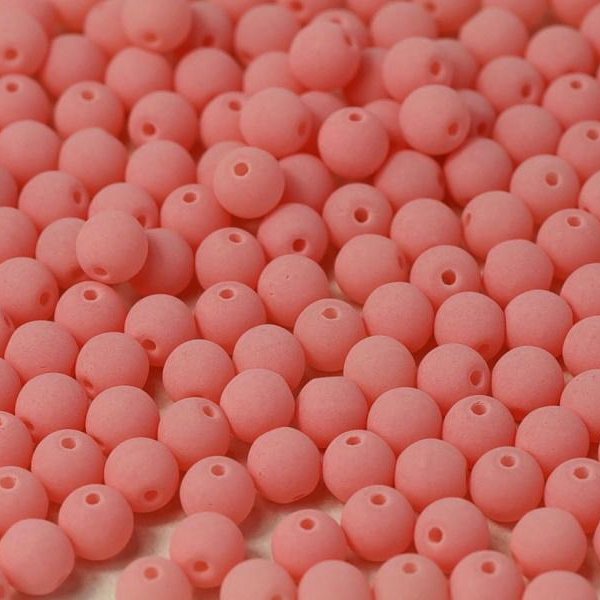 50 x 4mm round beads in Bondeli Matt Coral