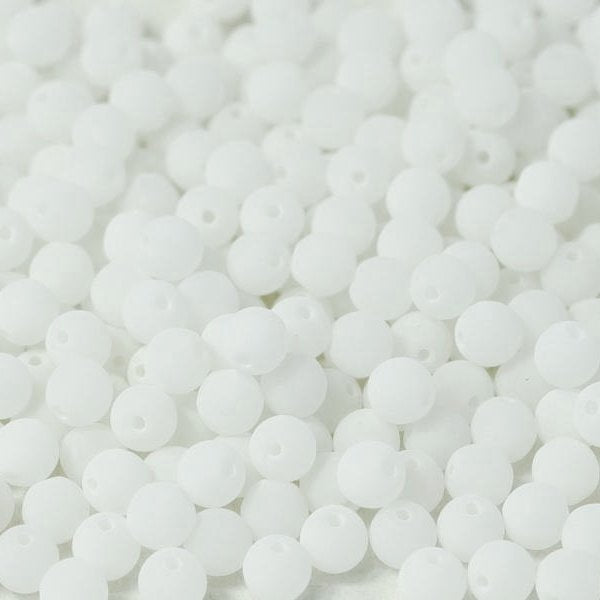 50 x 3mm round beads in Bondeli Matt White