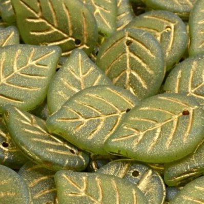 6 x Apple leaves in Matt Olivine with Gold (18x13mm)