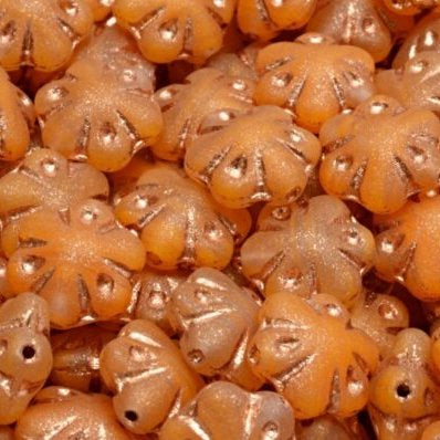 6 x 11mm Folklore beads in Matt Orange with Rose Gold