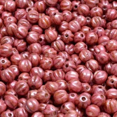50 x 4mm melon beads in Opaque Rose Picasso