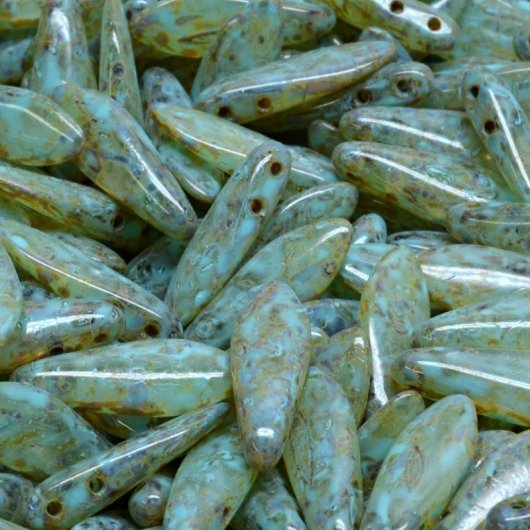 10 x two hole daggers in Pebble Stone Turquoise (5x16mm)