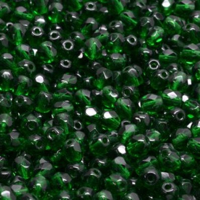 50 x 4mm faceted beads in Dark Green