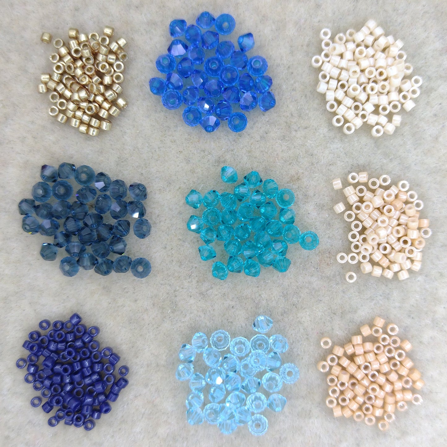 Jewellery and Stand Bead Kit - Jean Power's Winter 2025 Beadalong in a mix of Creams, blues and greens