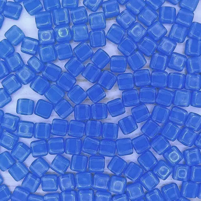 25 x 6mm Czech tiles in Opal Sapphire