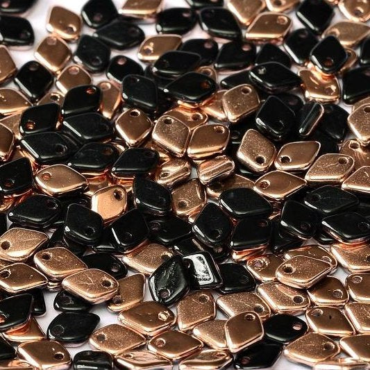 5g Dragon Scale beads in Black/Capri Gold