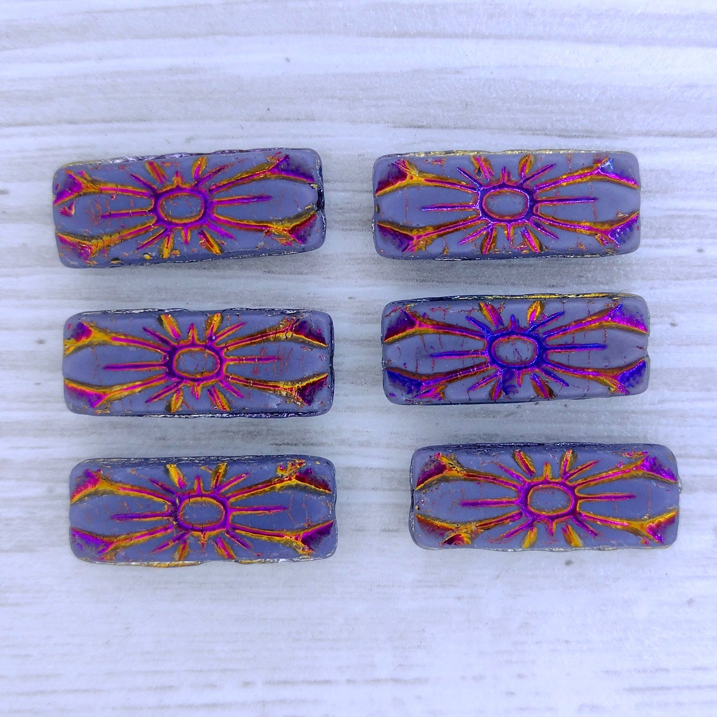 2 x Flower rectangles in Matt Purple with Sliperit (20x8mm)