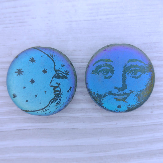 27mm bead in Matt colours with laser etched Man in the Moon
