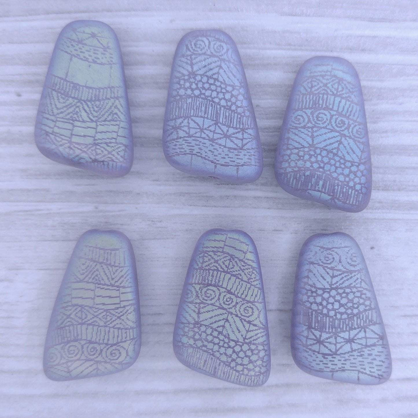 21x14mm bead in Matt Purple with laser etched zentangle patterns