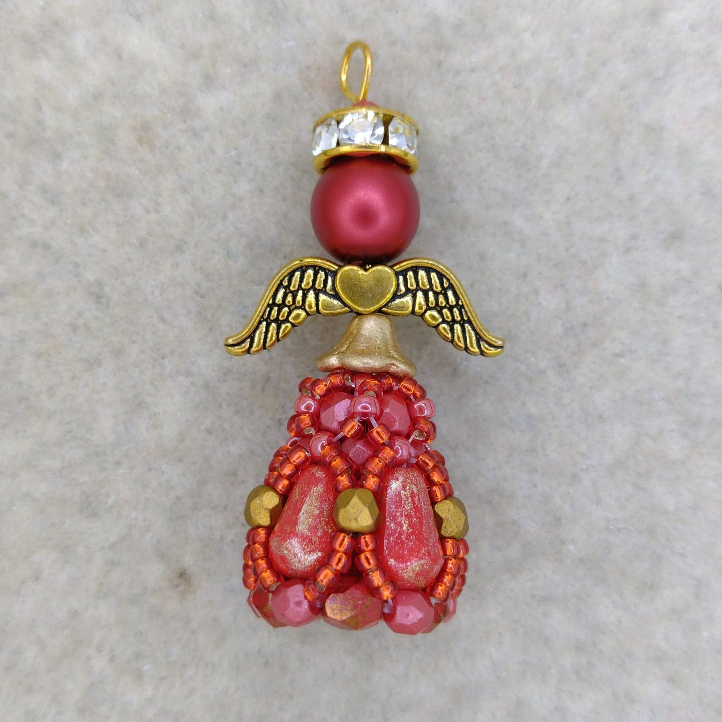 Bead Kit - Little Angel Charm in Reds and Gold