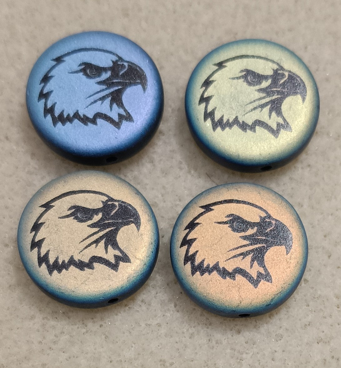 4 x 17mm discs in Matt Black with laser etched Eagle