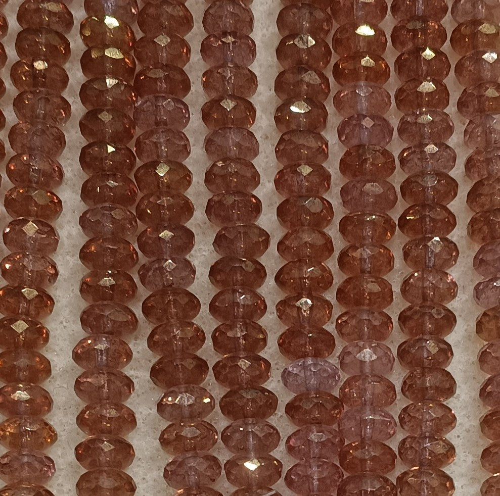 25 x faceted rondelles in Red Lustre (4x7mm)